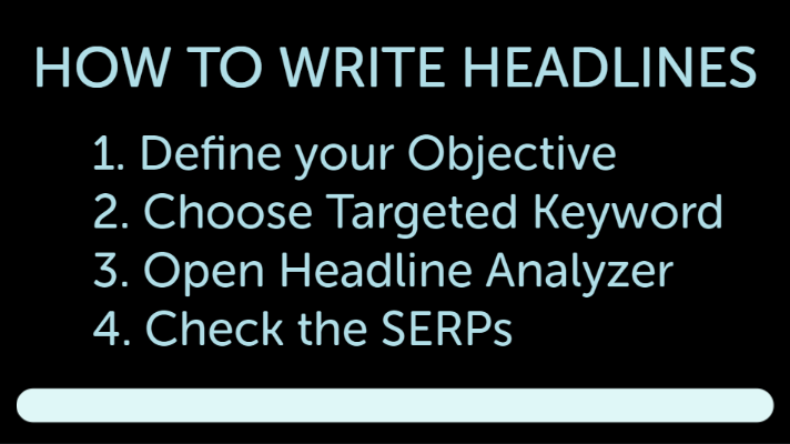 how to write a headline summary. Steps 1 to 4 listed.